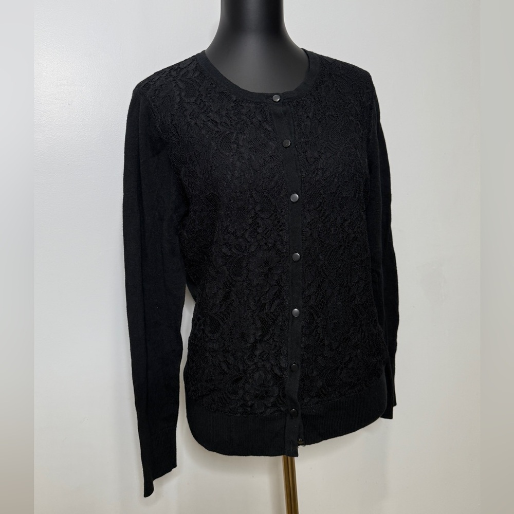 Merona Black Lace‎ Button-Up Women’s Cardigan sweater